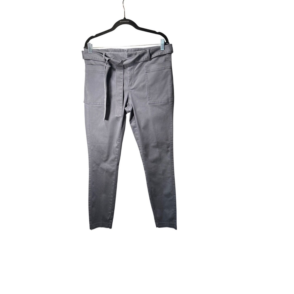 Loft Gray Skinny Utility Pants High Rise Belted Raw Hem 24595209 Size 8 NEW‎